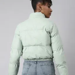 showoffff SHOWOFF Sea Green Regular Fit Puffer Jacket image 2