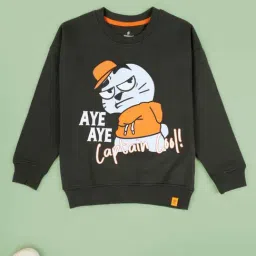 Kiddopanti Boys Yellow & Military Green Fit Printed Sweatshirt Pack of 2 image 2