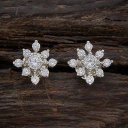 Kushal's Fashion Jewellery White CZ-Jewellery Rodium Polished Zircon Stud Earrings-picture-14