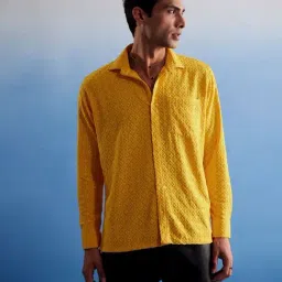 Vastramay Yellow Regular Fit Embroidered Shirt-picture-34