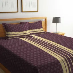Klotthe Woven Multicolor 350 TC Cotton Double Bed Cover With 2 Pillow Covers-picture-46