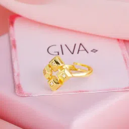 GIVA 92.5 Sterling Silver Golden Signature All Rise For The Queen Cocktail Ring-image-9