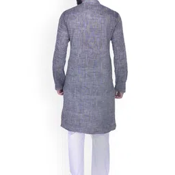 Manyavar Men Grey Woven Design Straight Kurta image 5