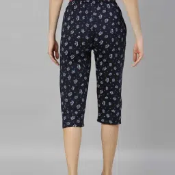 Kryptic Navy & Grey Elasticated Waist Band Relaxed Fit Printed Cotton Capris - Pack of 2 image 2