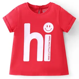 Babyhug 100% Cotton Knit Half Sleeves T-Shirt with Text Graphics - Red-picture-19
