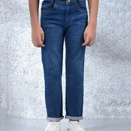 CRIMSOUNE CLUB Cotton Denim Solid Jeans - Navy Blue-picture-12