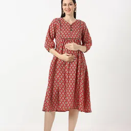 Mom For Sure by Ketki Dalal Women Printed Maternity Empire Dress-picture-19