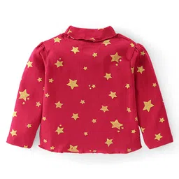 Babyhug 100% Cotton Knit Full Sleeves Skivi T-Shirt Polka Dot Print - Maroon image 2
