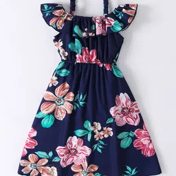 Kookie Kids Singlet Sleeves Jumpsuit With Floral Print - Navy Blue image 2