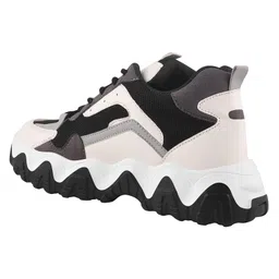 Shoetopia Fashion Text Designed Colour Blocked Lace Up Sneakers - Black image 3