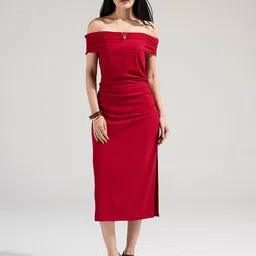 20Dresses Women Solid Off-Shoulder Sheath Midi Dress-picture-41