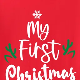 BLUSHES Christmas Theme 100% Cotton Half Sleeves My First Christmas Text Printed Tee - Red image 4