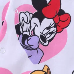 Babyhug Disney Interlock Full Sleeves Sleep Suit With Multi Characters Print - White image 4