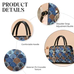 SYGA Women Stylish Tote Bag with Contrasting Colors Medium Capacity Daily Shoulder Handbag(Blue) image 4