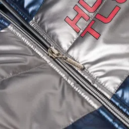 Pine Kids Woven Full Sleeves Hooded Padded Jacket with Text Print - Navy Blue image 4