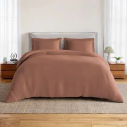 Spaces Cotton Brown Solid 170 TC Double Size Bedsheet with 2 Pillow Covers-picture-3