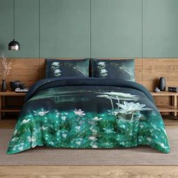 Spaces Cotton Blue Floral 210 TC Double Size Bedsheet-picture-29