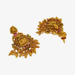 Kushal's Fashion Jewellery Ruby Green Gold Polished Antique Necklace Set for Women image 4