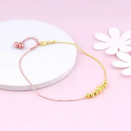 GIVA 92.5 Sterling Silver Rose Gold and Golden Classic Beaded Single Anklet-picture-35