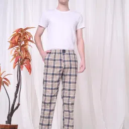 Urban Scottish Beige Cotton Regular Fit Checked Pyjamas image 5