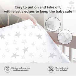 The White Cradle White & Grey 2 Pcs Geometric Printed 120 TC Cotton Fitted Crib Bedsheets image 2