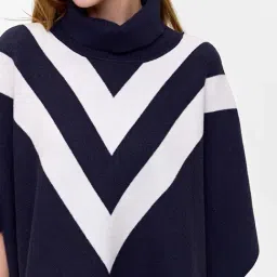 Cover Story Navy Viscose Regular Fit Printed Sweater image 5