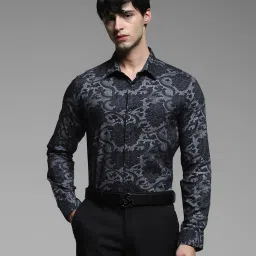 Jack & Jones Black Cotton Slim Fit Printed Shirt image 4