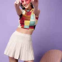 Scorpius Multicolor Checks Crop Top-picture-37