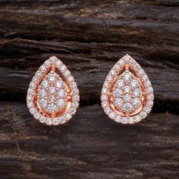 Kushal's Fashion Jewellery White CZ-Jewellery Polished Zircon Stud Earrings-picture-12