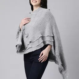 showoffff SHOWOFF Grey Self Design Poncho image 4