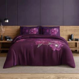 Spaces Cotton Violet Floral 210 TC Double Size Bedsheet-picture-34