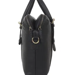 Yelloe Black PU Solid Laptop Messenger Bag image 4