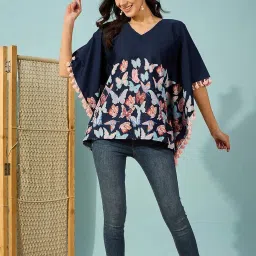 The Kaftan Company Blue Print Top image 4