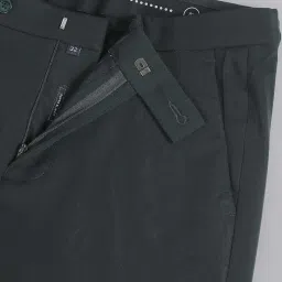 AD by Arvind Green Slim Fit Flat Front Trousers image 4