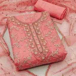 Ishin Embroidered Organza Unstitched Dress Material-picture-29