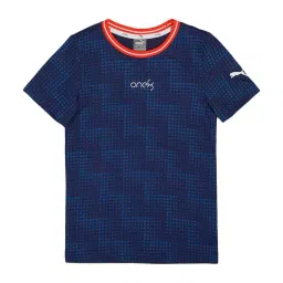 Puma Kids One8 Virat Kohli Electro Blue Cotton Printed T-Shirt-picture-23