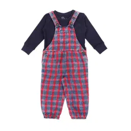 Gini & Jony Kids Red & Navy Checks Top with Dungaree-picture-36