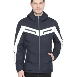 Basics Navy Slim Fit Quilted Hooded Jacket-picture-42