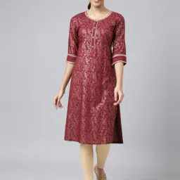 Aurelia Maroon Floral Print Straight Kurta-picture-11