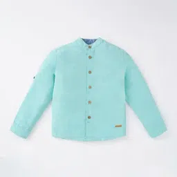 Ed-a-Mamma Kids Blue Cotton Regular Fit Full Sleeves Shirt-image-89