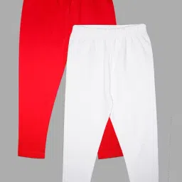 Kiddopanti Kids Red & White Solid Leggings (Pack Of 2)-picture-16