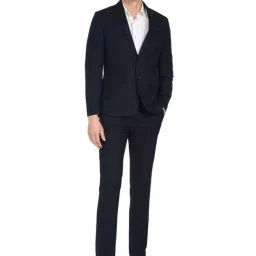 Arrow Navy Regular Fit Striped Two Piece Suit-image-21