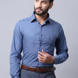 Cantabil Navy Cotton Regular Fit Printed Shirt-picture-35