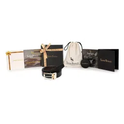 Louis Stitch Black Textured Leather Reversible Belt for Men image 4