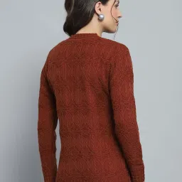 Monte Carlo Maroon Self Regular Fit Cardigan image 4