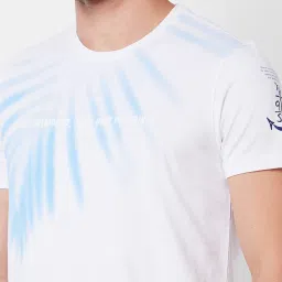 Spykar White Slim Fit Printed Crew T-Shirt image 4