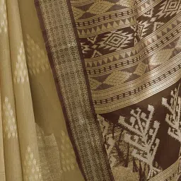 Satrani Beige Rayon Woven Saree With Unstitched Blouse image 4