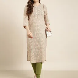 showoffff SHOWOFF Peach Printed Kurta image 4