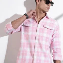 Thomas Scott Pink Cotton Regular Fit Check Shirt image 4