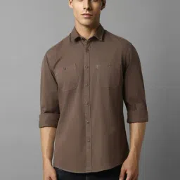 Louis Philippe Jeans Brown Cotton Slim Fit Shirt-picture-30